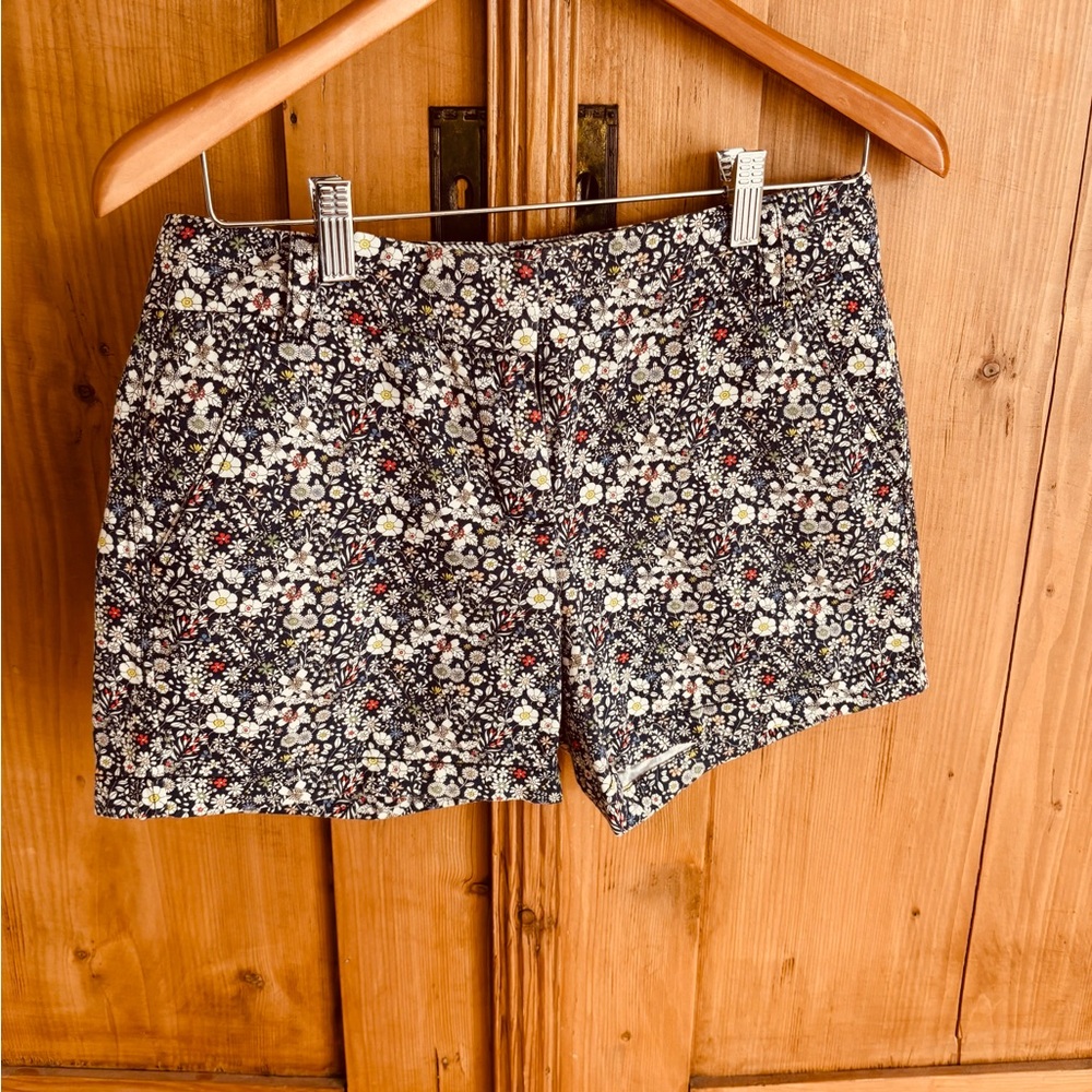 J. Crew Floral Print Women's Shorts - Black, White, Red